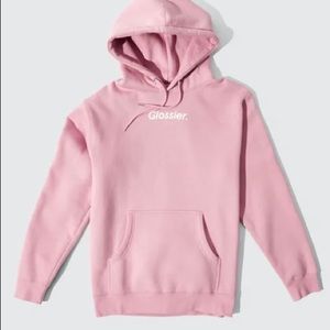 Glossier pink hoodie